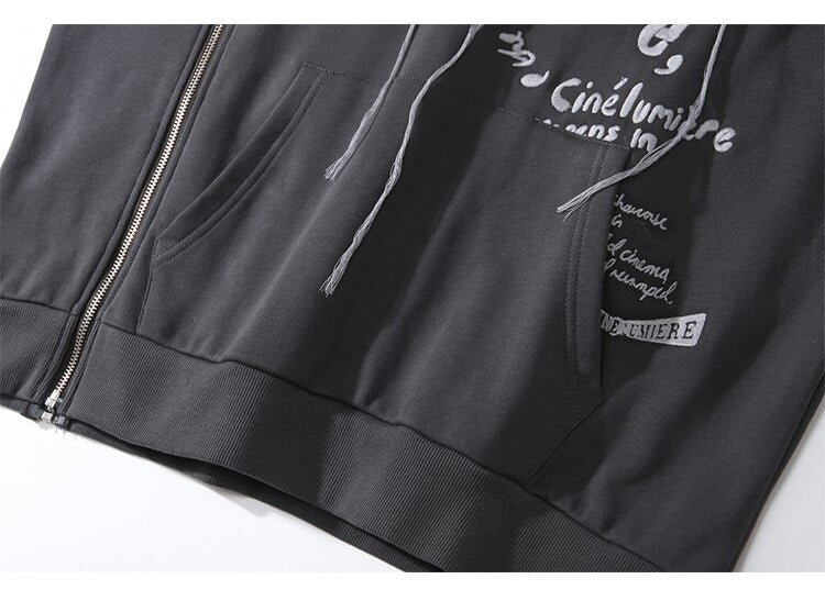Hoodie Men Heart-shaped Letter Print Sleeves Detachable Pullover Couple Hipster Cool High Street Hooded Tops Streetwear