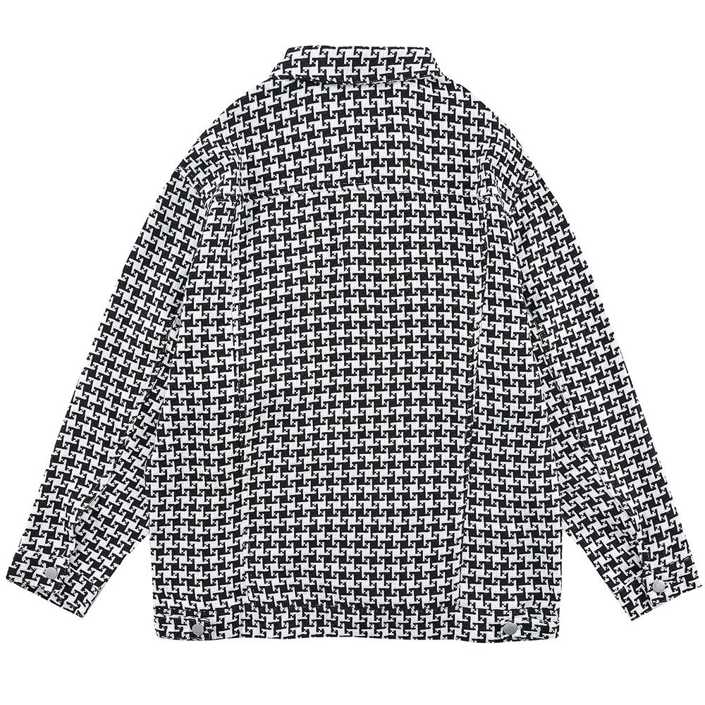 Jacket Men Classic knitted Plaid Turn-down Collar Jackets Coat Autumn Oversize Vintage Fashion All-match Outwear Unisex