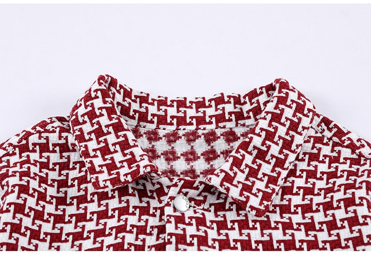 Jacket Men Classic knitted Plaid Turn-down Collar Jackets Coat Autumn Oversize Vintage Fashion All-match Outwear Unisex