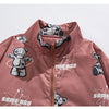 Track Jacket Men Bear Letter Print Zipper Windbreaker Coat Autumn Casual Baggy Fashion Hip Hop Jacket Couple Streetwear