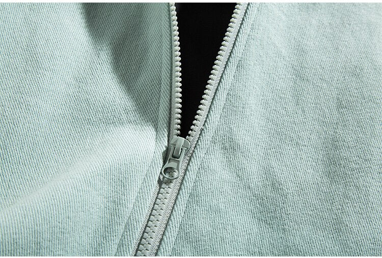 Zipper Jacket Men Robot Embroidery Patchwork Color Varsity Coat Couple Fashion Harajuku College Style Streetwear Autumn