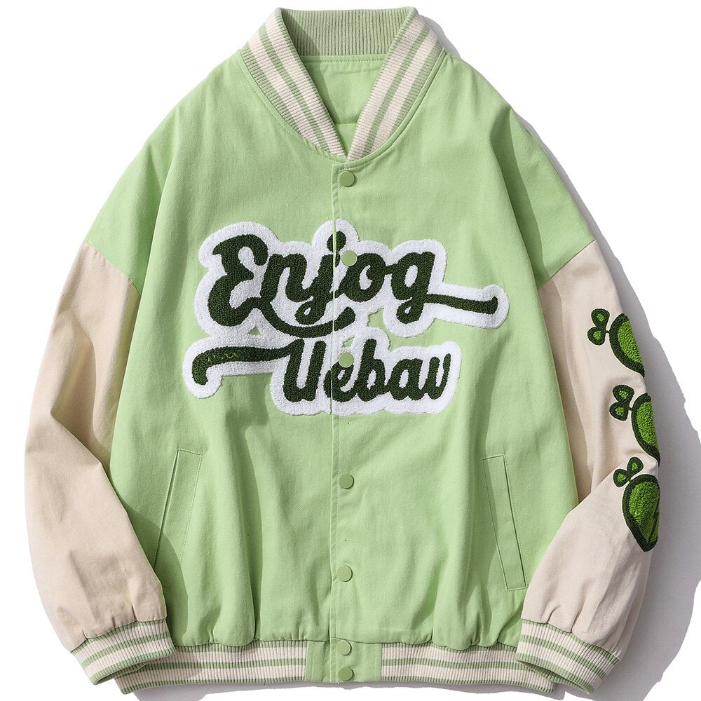 Jacket Men Color Block Patchwork Furry Patches College Style Baseball Coats Oversized Harajuku Fashion Youth Streetwear