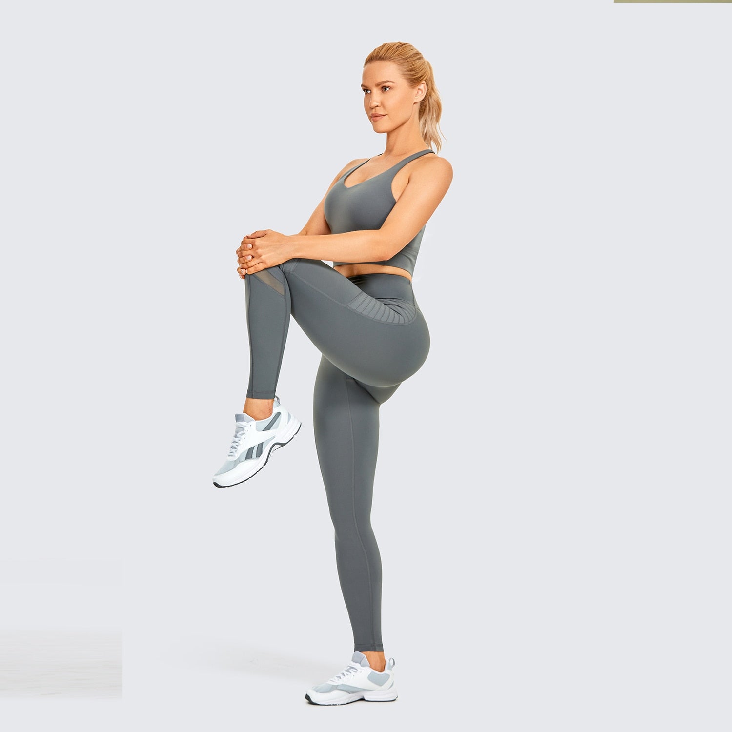 Women's Naked Feeling Workout Leggings 25 Inches - High Waisted Moto Leggings Mesh Yoga Pant