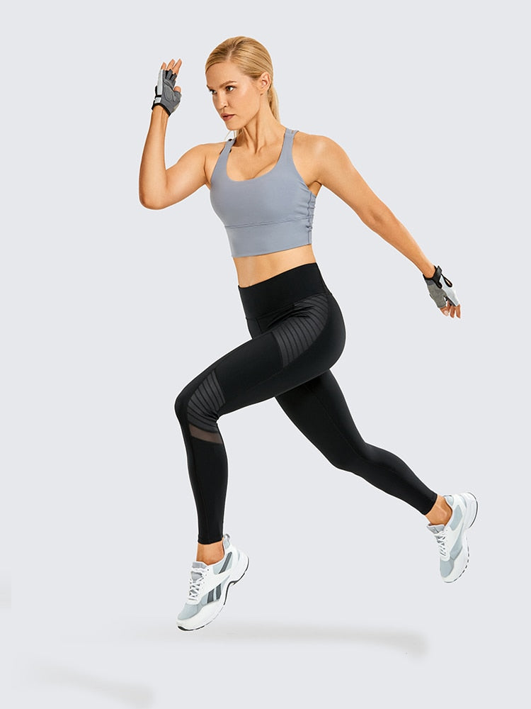 Women's Naked Feeling Workout Leggings 25 Inches - High Waisted Moto Leggings Mesh Yoga Pant