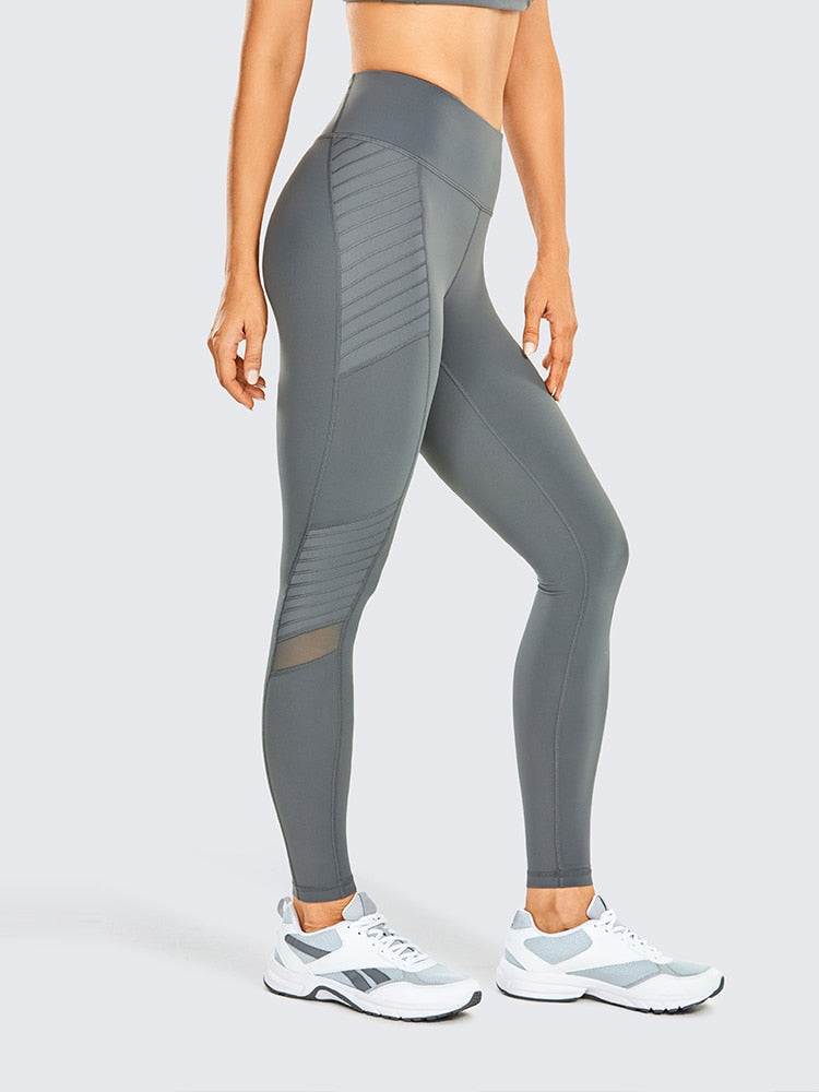 Women's Naked Feeling Workout Leggings 25 Inches - High Waisted Moto Leggings Mesh Yoga Pant