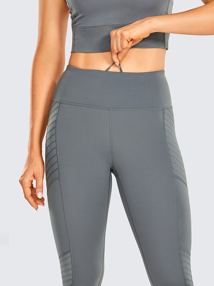 Women's Naked Feeling Workout Leggings 25 Inches - High Waisted Moto Leggings Mesh Yoga Pant