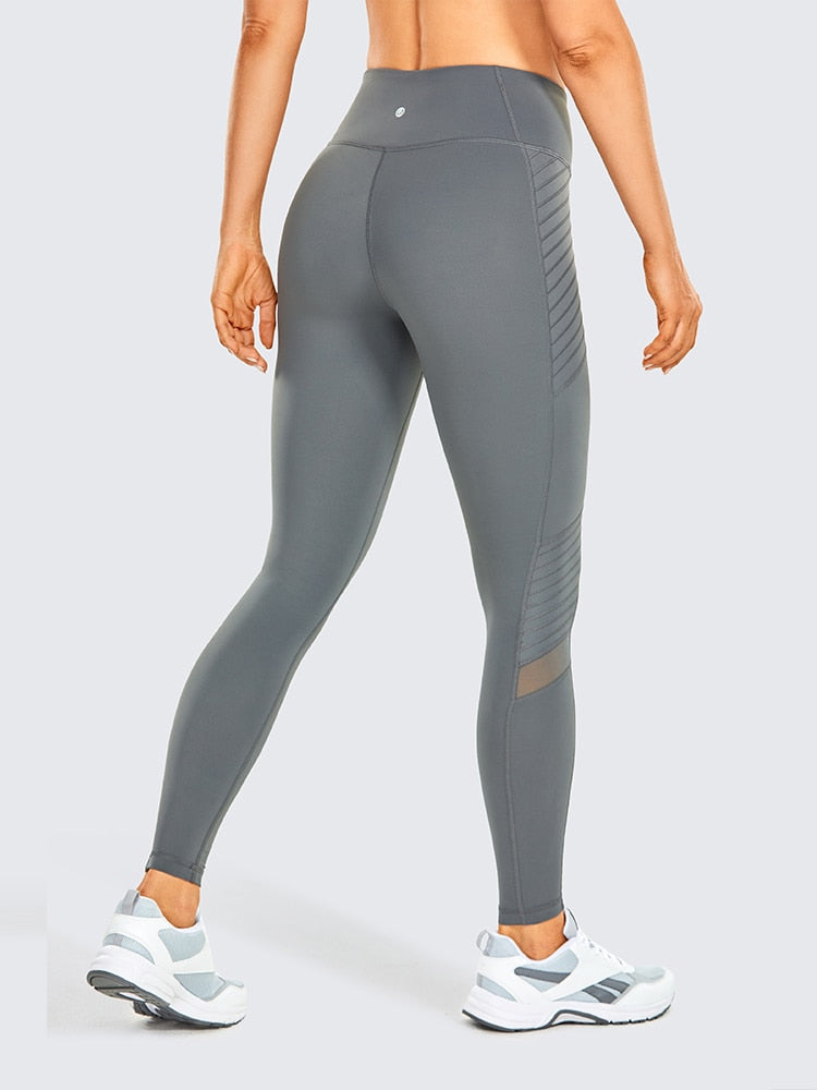 Women's Naked Feeling Workout Leggings 25 Inches - High Waisted Moto Leggings Mesh Yoga Pant