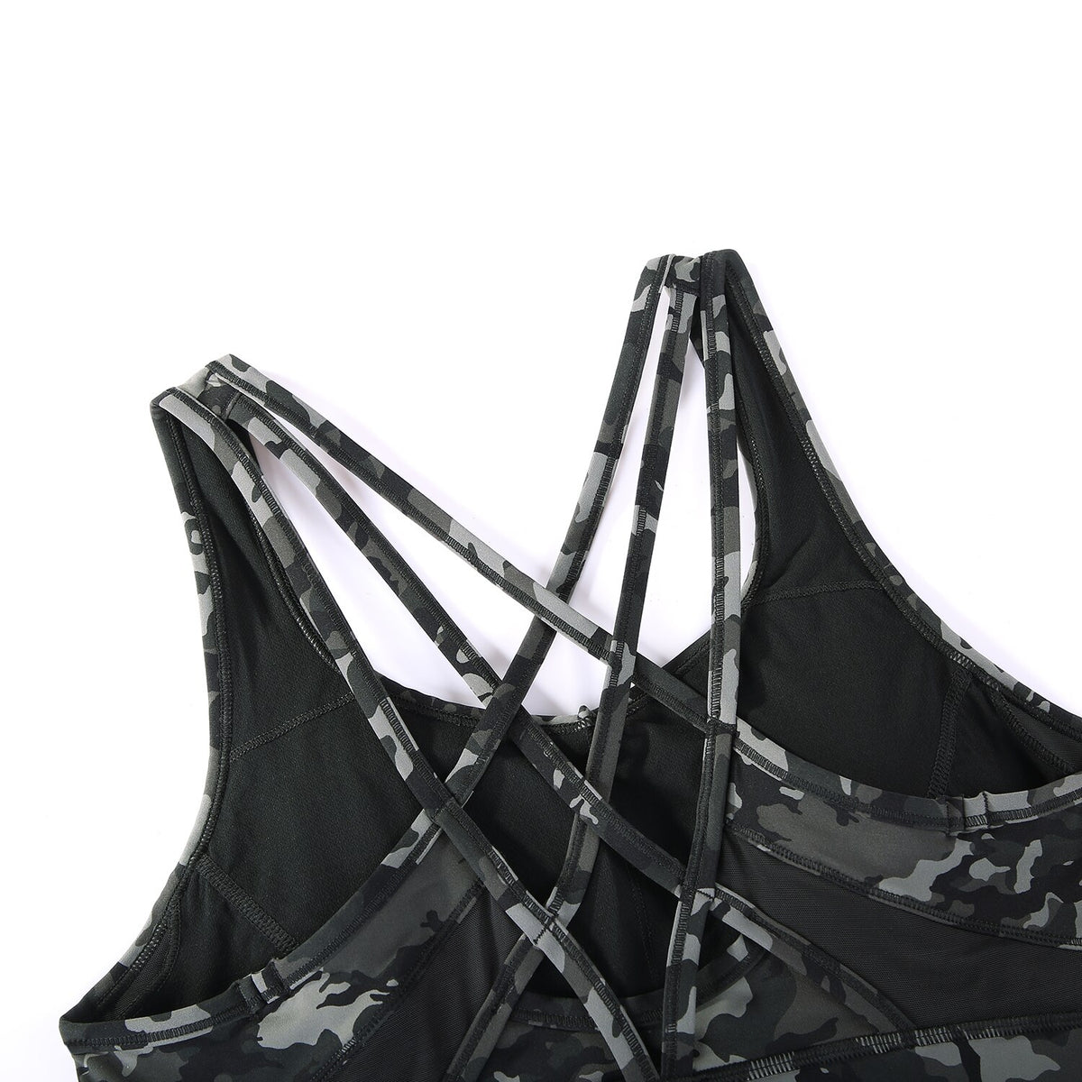 Women's Strappy Sports Bras V Neck Medium Impact Wirefree Padded Yoga Bras with Built in Bra