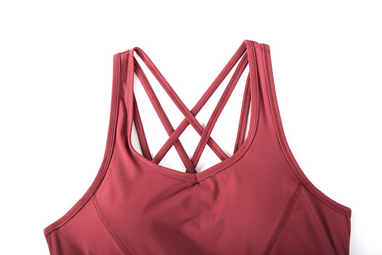 Women's Strappy Sports Bras V Neck Medium Impact Wirefree Padded Yoga Bras with Built in Bra