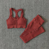Seamless Yoga Set Zipper Long Sleeve Sport Suit Drawstring High Waist Gym Leggings Workout Clothes For Women Sportswear