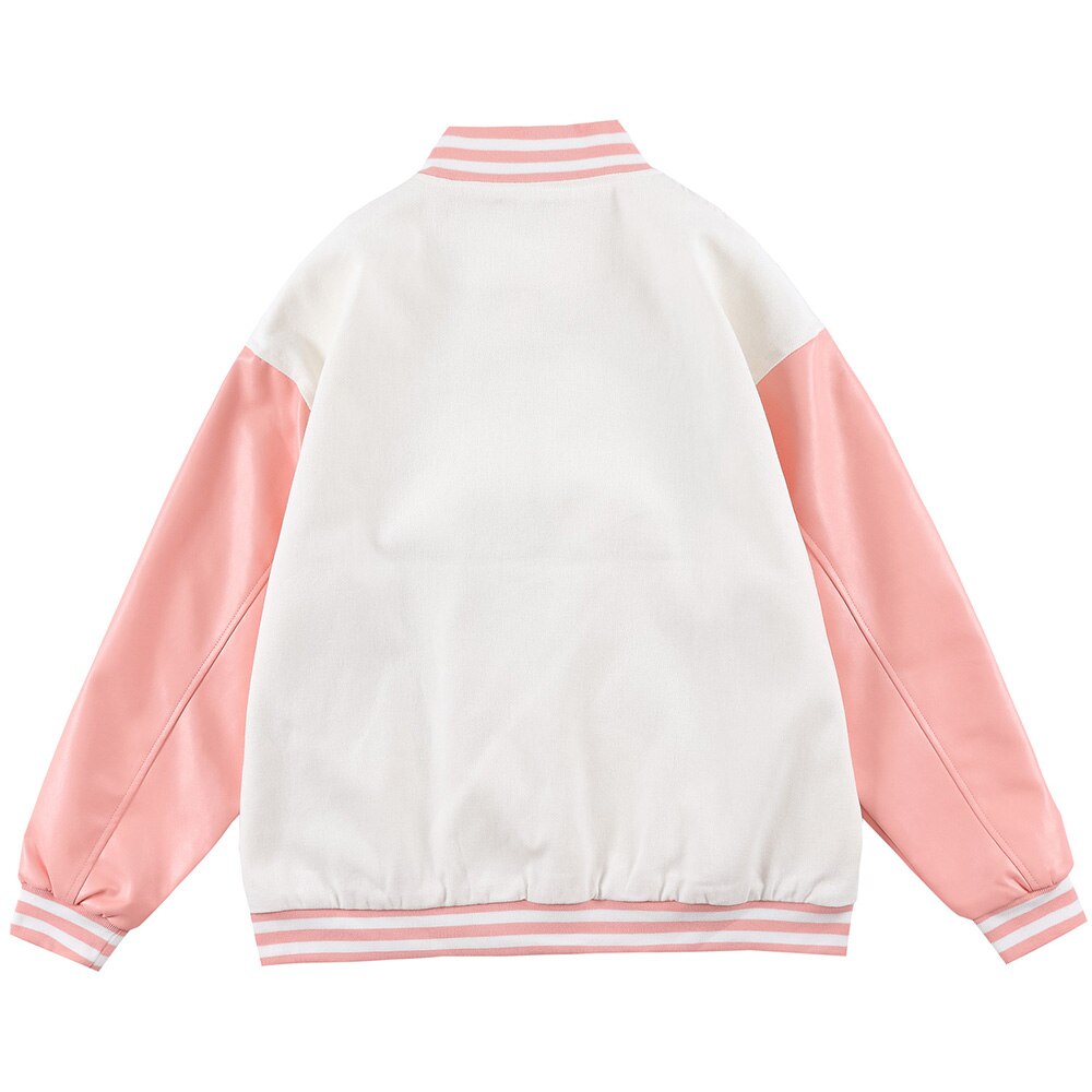 Jacket Men Comics Girl Print Patchwork Color Baseball Jackets College Style Baggy Casual Outwear Cozy Couple Streetwear