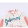 Jacket Men Comics Girl Print Patchwork Color Baseball Jackets College Style Baggy Casual Outwear Cozy Couple Streetwear