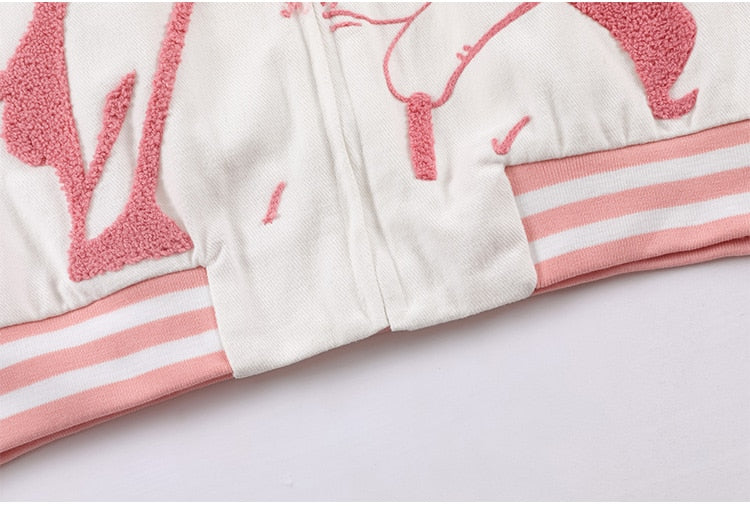 Jacket Men Comics Girl Print Patchwork Color Baseball Jackets College Style Baggy Casual Outwear Cozy Couple Streetwear