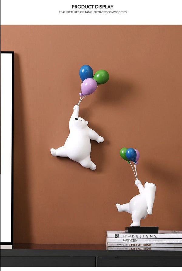 Wall Decoration Balloon Bear Statue Resin Figurines For Interior Home Decor Aesthetic Living Room Decoration Wall Mount Gifts
