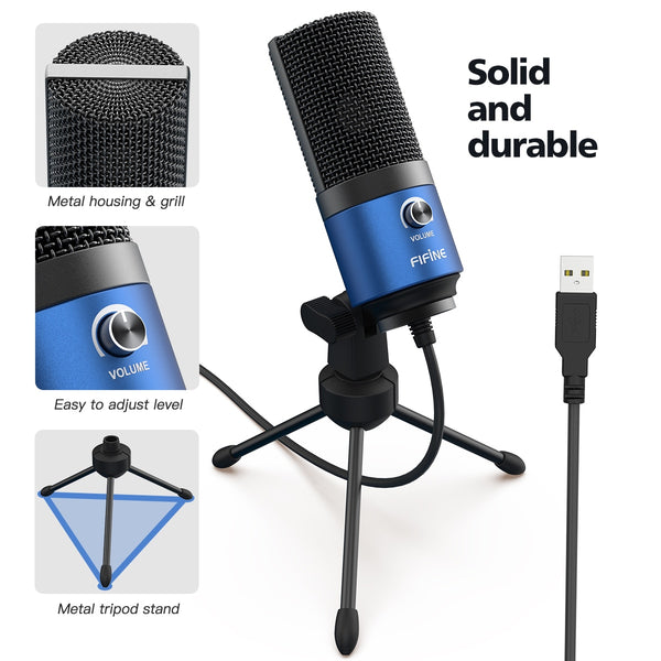 Metal USB Microphone Recording MIC for Laptop Windows,Cardioid MIC for Gamer youtuber Vocals online conference