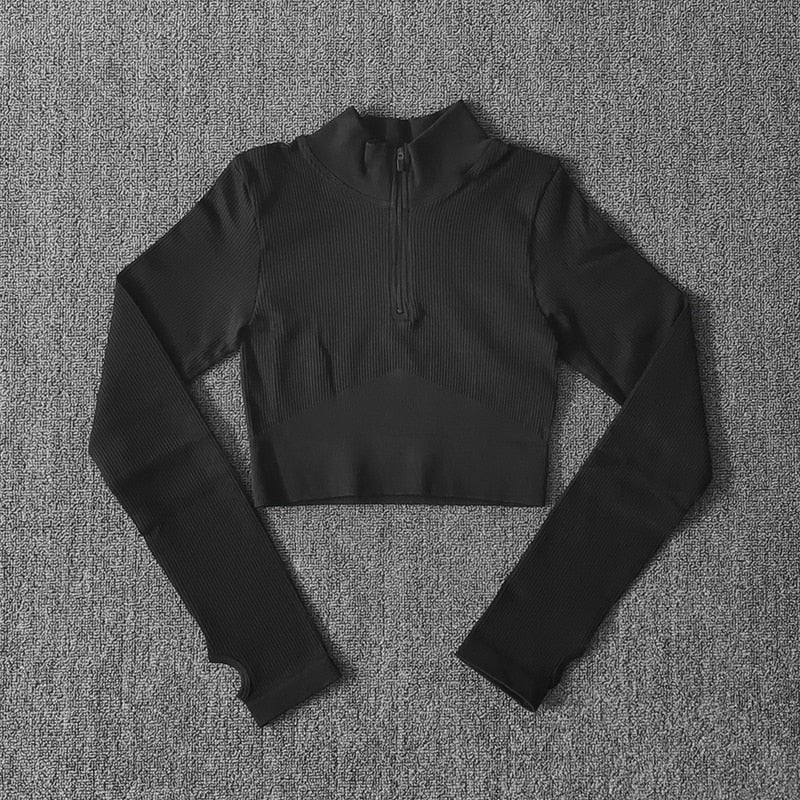 Women Long Sleeve Sports Shirt Jacket Zip Fitness Shirt Yoga Gym Top Activewear Running Workout Clothes Sports Wear