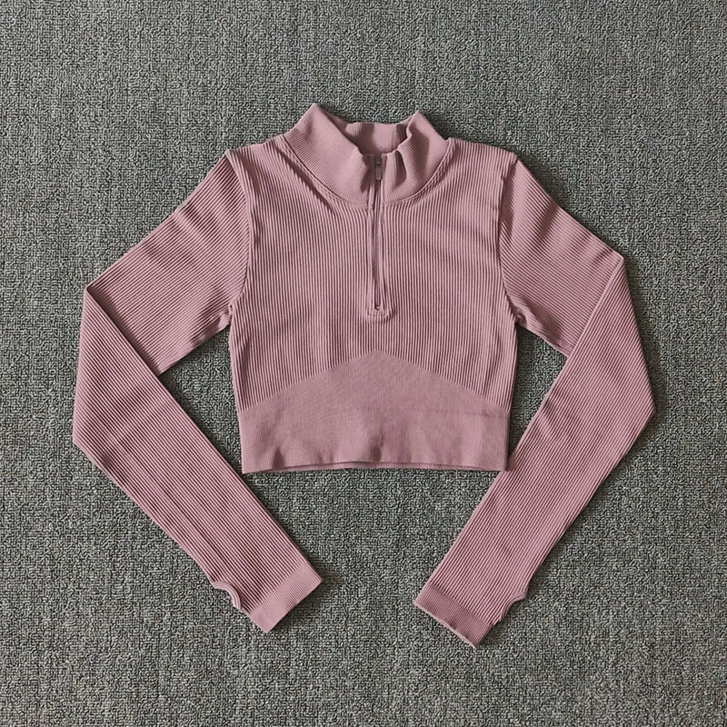 Women Long Sleeve Sports Shirt Jacket Zip Fitness Shirt Yoga Gym Top Activewear Running Workout Clothes Sports Wear
