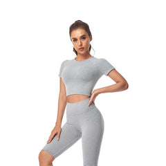 Women Yoga Shirts Short Sleeve Crop Top Gym Tops Fitness Running Workout Sport T-Shirts Sports Wear