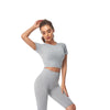 Women Yoga Shirts Short Sleeve Crop Top Gym Tops Fitness Running Workout Sport T-Shirts Sports Wear