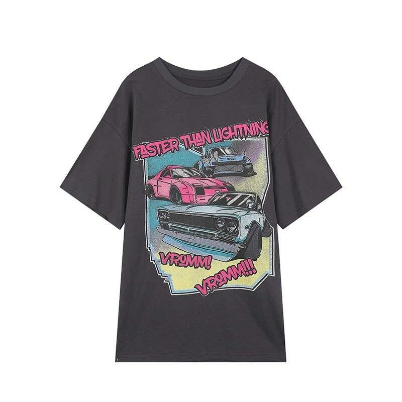 Harajuku Graphic Print Casual Pullover T-Shirts Women,Autumn Vintage Short Sleeve Korean Female Basic Daily Tops | Vimost Shop.