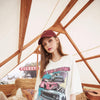 Harajuku Graphic Print Casual Pullover T-Shirts Women,Autumn Vintage Short Sleeve Korean Female Basic Daily Tops | Vimost Shop.