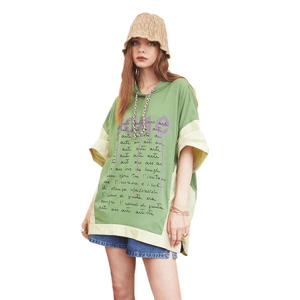 Harajuku Letter Print Casual Hoodies T-Shirts Women,Autumn Colorblock Vintage Chic Female Basic Daily Tops | Vimost Shop.
