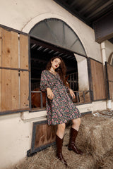 Floral Print High Waist Casual Vintage Chiffon Dresses Women,Autumn Full Sleeve Korean Ladies Party Chiffon Dress | Vimost Shop.