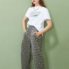 Graphic Print High Waist Casual Wide Leg Pants Autumn Stylish Vintage Straight Fashion Pants | Vimost Shop.