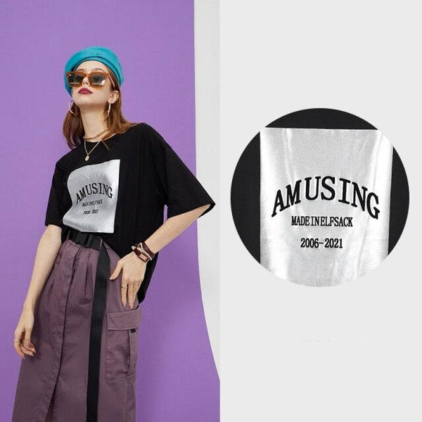 Harajuku Letter Painted Casual Oversiezed T-Shirts Women,Summer Stylish Short Sleeve Female Basic Daily Tops | Vimost Shop.