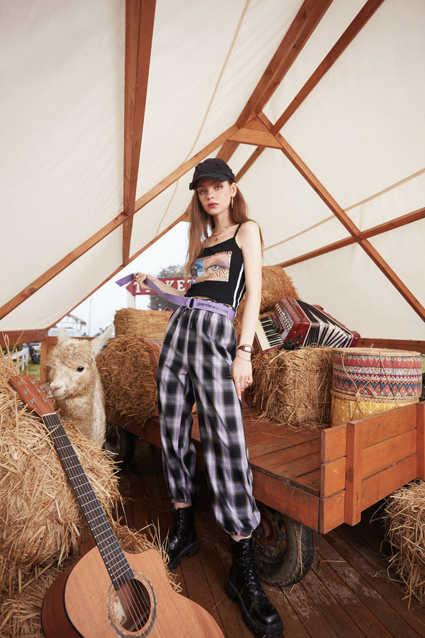 Plaid British High Waist Straight Casual Women Pants Summer Minimalist Korean Ladies Daily Basic Wide Leg Trouser | Vimost Shop.