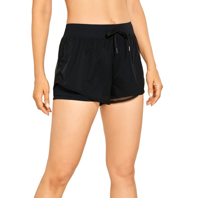 Women's Workout Running Shorts with Liner 2 in 1 Athletic Quick-dry Sports Shorts with Pocket- 3 Inches