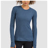 Hidden Zipper Pocket Yoga Workout Sport Pullover Women Thermal Nylon Crew Neck Nylon Running Gym Long Sleeved Shirts