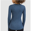 Hidden Zipper Pocket Yoga Workout Sport Pullover Women Thermal Nylon Crew Neck Nylon Running Gym Long Sleeved Shirts
