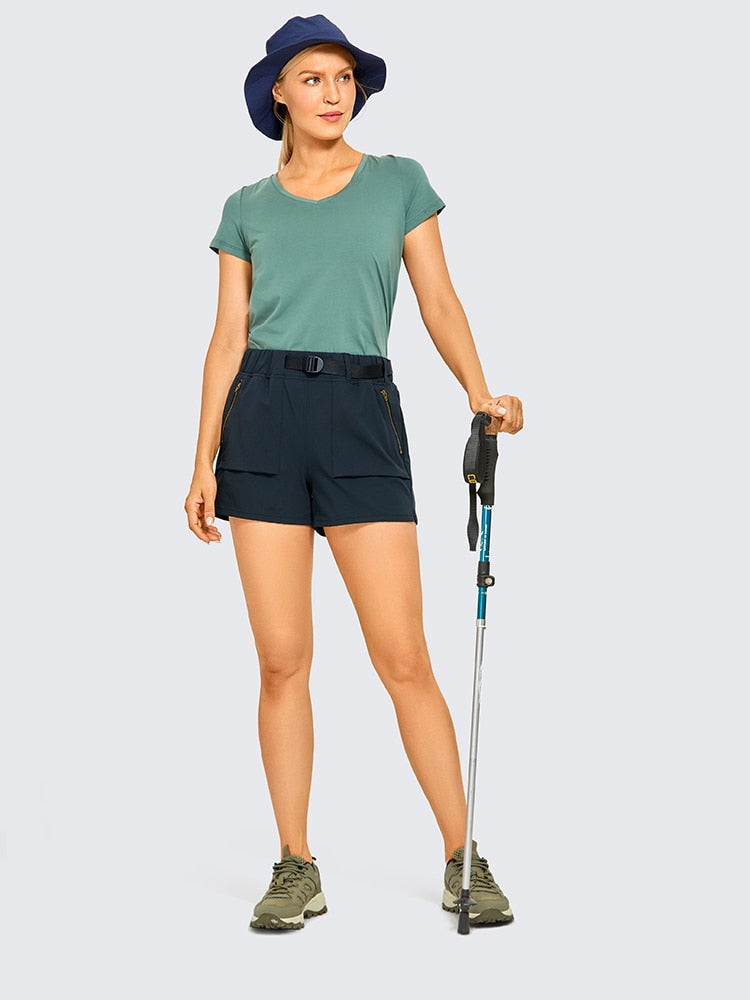 Women's Water Resistant Stretch Hiking Shorts with Pockets Breathable Quick Dry Shorts with Belt - 6 Inches