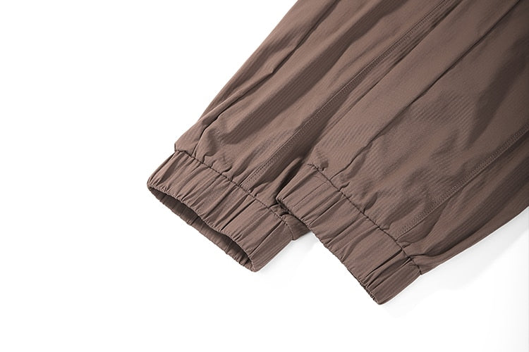 Lightweight Drawstring Athletic Cargo Pants Casual Travel Sweatpants with Zipper Pockets