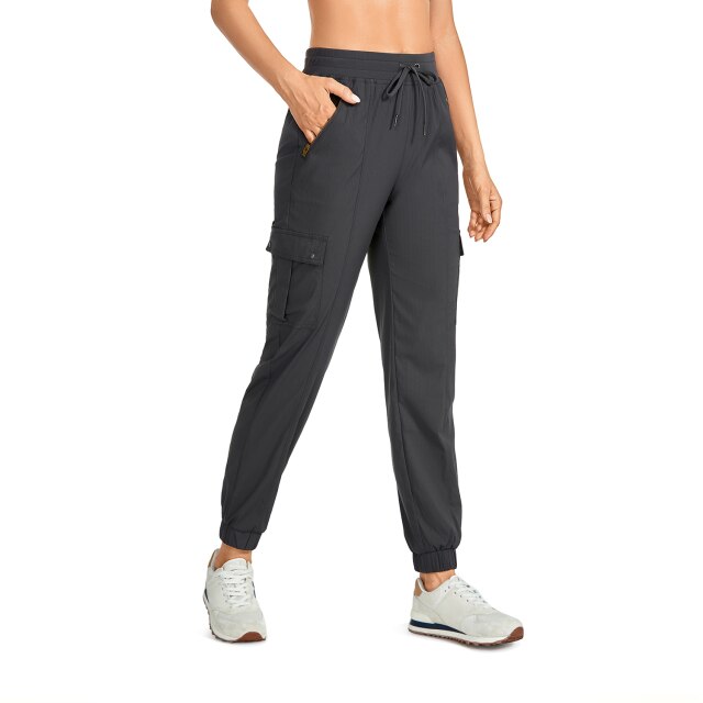 Lightweight Drawstring Athletic Cargo Pants Casual Travel Sweatpants with Zipper Pockets