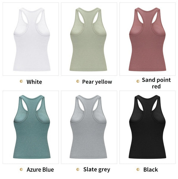 Slim Fit Gym Fitness Workout Tank Tops Women Racerback Sport Training Vest Sleeveless Shirts with Built In Bra