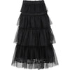 Solid Pure High Waist Casual Women Midi Mesh Skirts,Spring ELF Vintage Contrast Lace,Ladies Basic Daily Bottom