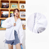 Solid Pure Single Breasted Casual Oversize Shirt Women,Spring Vintage Minimalist Ladies Basic Summer Top