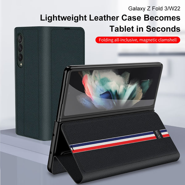 For Samsung Galaxy Z Fold 3 Case All Round Protection Flip Magnetic Leather with Wireless Charging Cover for Galaxy Z Fold 3