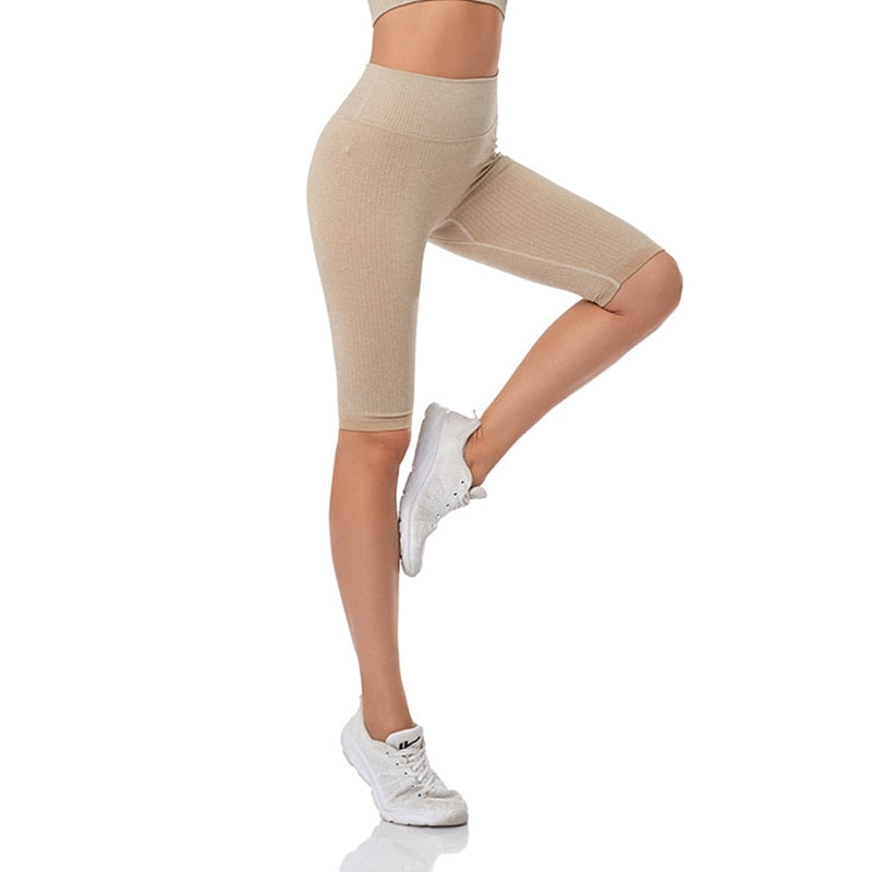 Seamless Fitness Women Yoga Shorts High Waist Workout Shorts Hip Push Up Yoga Running Shorts Sport Gym Leggings