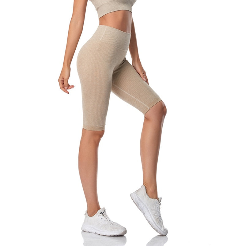 Seamless Fitness Women Yoga Shorts High Waist Workout Shorts Hip Push Up Yoga Running Shorts Sport Gym Leggings