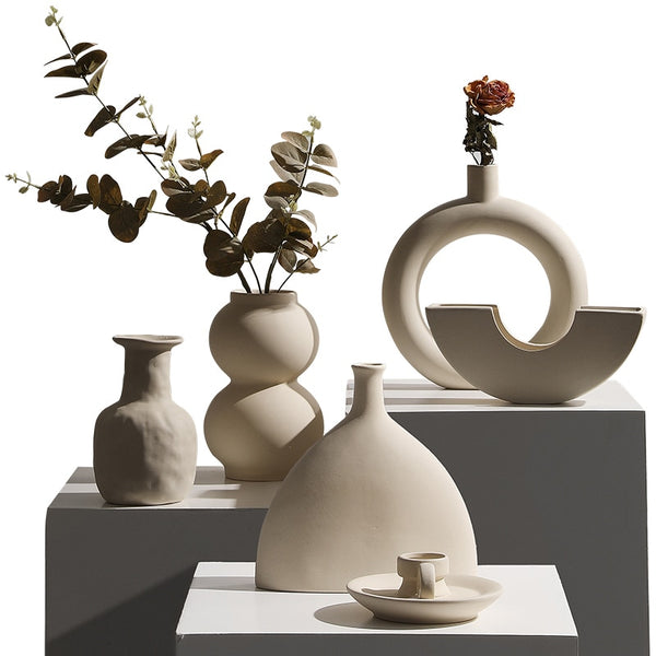 Vase Home Decor Flowers Vase Nordic Ceramic Flower Arrangement Dried Flower Art Home Living Room Decor Vase Decoration Salon
