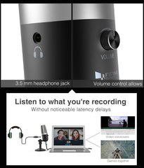 USB Microphone for laptop and Computers for Recording Streaming Twitch Voice overs Podcasting for Youtube Skype