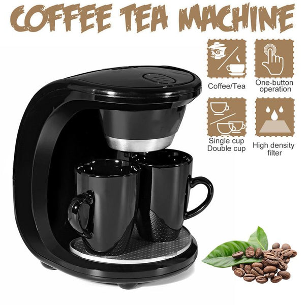 450W Household Electric Steam Drip Coffee Maker Automatic Dual Cup Coffee Machine Dual-use American Coffee Tea Machine 110V/220V