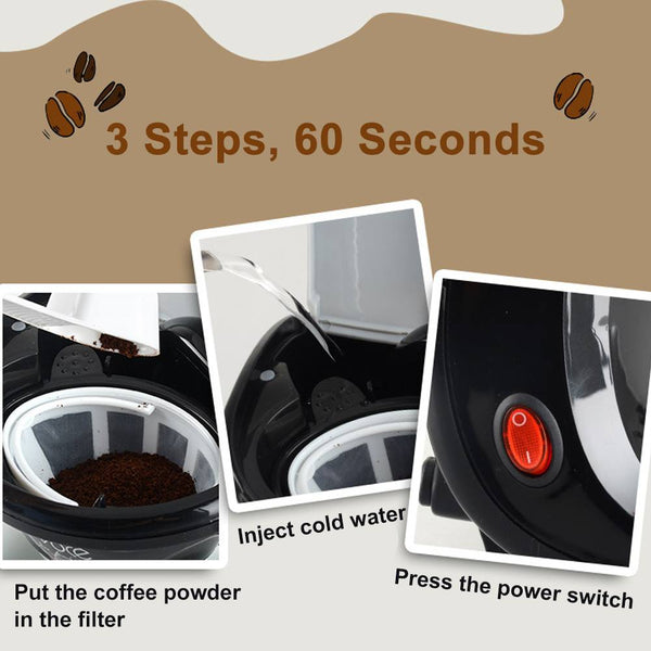 450W Household Electric Steam Drip Coffee Maker Automatic Dual Cup Coffee Machine Dual-use American Coffee Tea Machine 110V/220V