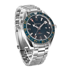 Men's Blue 43.5mm GMT Dual-Time Automatic Watch Sea master Ocean Homage Sapphire Crystal Blue Ceramic Bezel Insert 3ATM