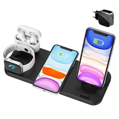 6 In 1 Wireless Charger Pad Qi Induction Fast Charging Holder for Apple Watch 6 5 4 3 For Airpods Pro IPhone 12Pro/11/XR/XS/X/8