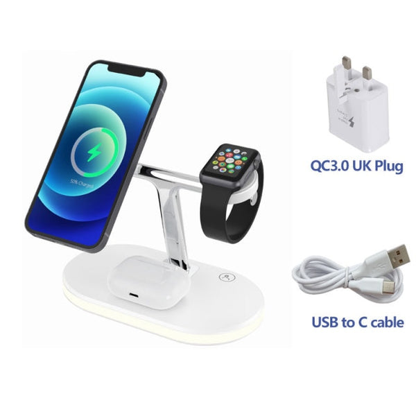 3 In 1 Magnetic Fast Wireless Charger For iPhone 12 Pro Max Chargers 15W Wireless Charging Dock Stand For Apple Watch 5 Charging