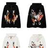 Hoodies Men Hit Color Melted Letter Flame Hole Print Pullovers College Style Harajuku Zipper Outwear Couple Streetwear